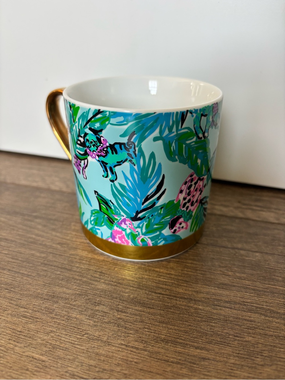 Lilly Pulitzer “Barking Up the Palm Tree” Mug with Gold Handle - Picture 3 of 7